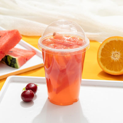 أكواب بلاستيكية قابلة للتحلل البيولوجي 550ML مطبوعة شعار أكواب المشروبات الباردة مع أغطية