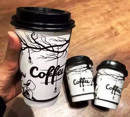 630cc 22Oz كؤوس ورقية مزدوجة طبقة PE مغلفة كؤوس القهوة المستخدمة مرة واحدة TUV